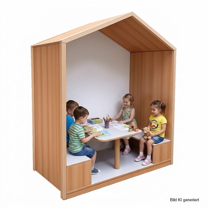 ST Lernhaus mit Sitzgruppe SH 31/35 cm, 160 x 196,5 x 80 cm, 4 Dekore/viele Farben